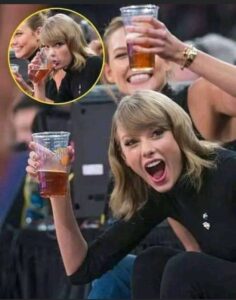 Fans have pointed out that one habit Taylor Swift seems to have is DRINKING ALCOHOL in public celebrating Kansas City Chiefs’ victories by snapping pictures and enjoying a alcohol drink in public.