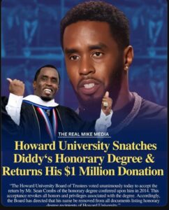 Howard University has disbanded the scholarship program in Diddy's name, returned his $1 million contribution, and terminated a 2023 pledge agreement with the Sean Combs Foundation.