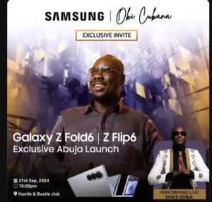 Abuja is ready! Join me at the exclusive Abuja launch of the Galaxy Z Fold6 and Z Flip6 on the 21st of September at Hustle and Bustle Club. Time is from 10pm till mama calls. It’s going to be a night of excitement and unforgettable moments. There is going to be a super grand prize for one lucky person. Infact, I promise to give EVERYBODY who buys a Z Fold6 that night, a Galaxy watch 6, and a phone case. Its going to be a movie. Don't miss out!  #GalaxyZFold6 #GalaxyZFlip6 #SamsungNigeria