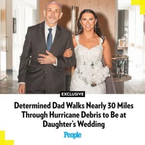 Determined to walk his daughter down the aisle, David Jones trekked nearly 30 miles through Hurricane Helene storm debris to make it to the wedding on time. | 📷: Stella Carter/Stellar Photography