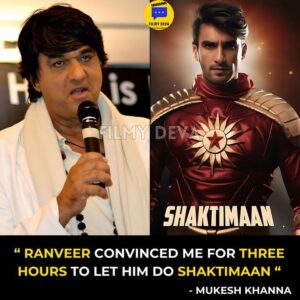 Speaking to Bollywood Thikana, Mukesh Khanna shared, “That poor guy (Ranveer Singh) was sitting in front of me for three hours. But it doesn't reflect on his face, what it needs to play Shaktimaan. He looks fickle as if he will con somebody. But he is a terrific actor.”  ranveersingh #mukeshkhanna #filmydeva #shaktimaan #movies #bollywood #tollywood