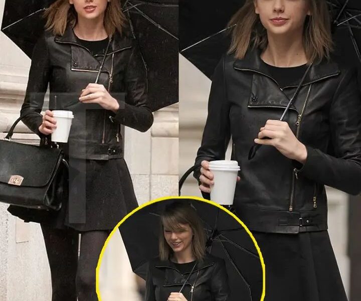 Unfazed by the Rain: Taylor Swift Shines in Leather Jacket and Mini ...